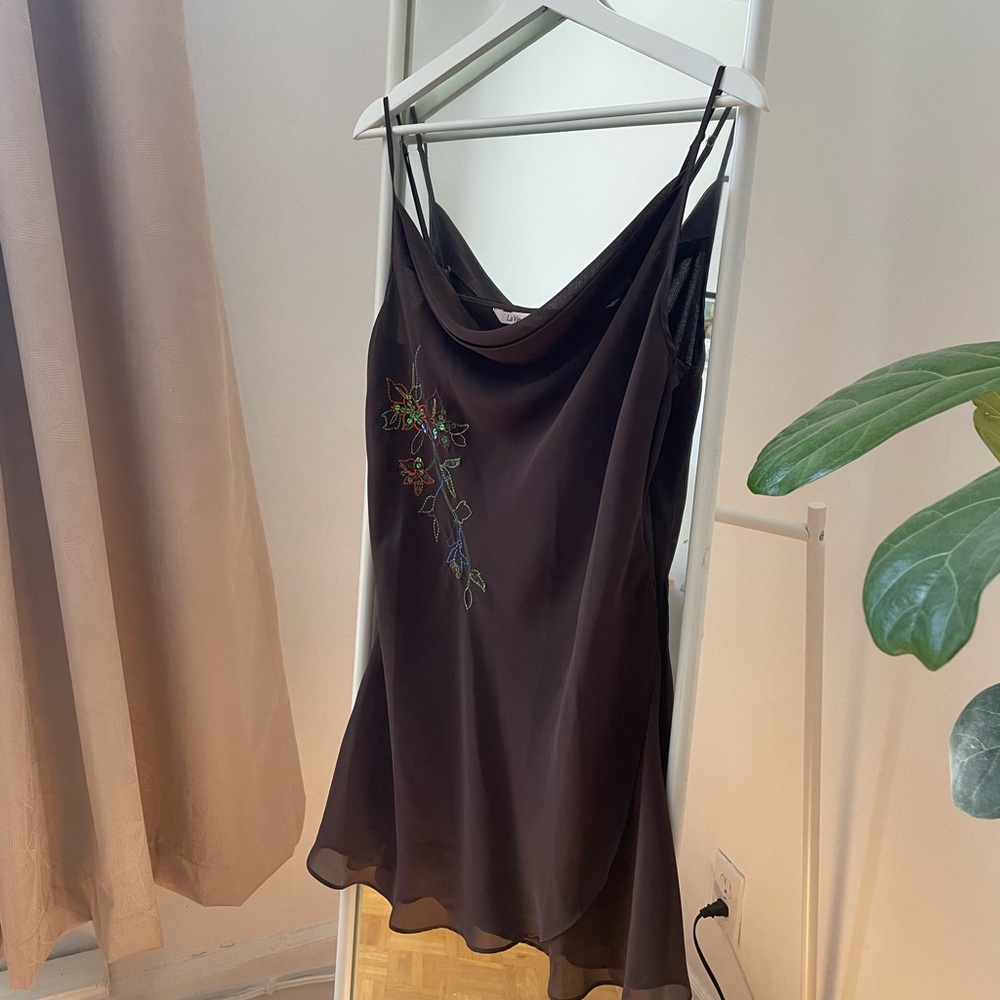 SOLD Brown sheer slip dress